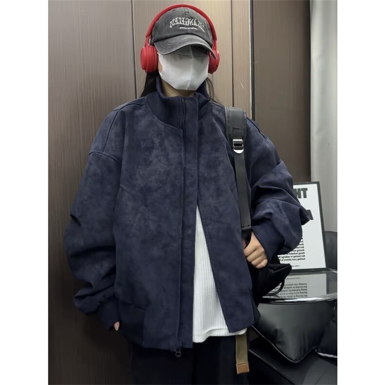 短款扎染脏脏美式复古立领PU皮夹克上衣男女同款外套JK918-特P65,男装夹克,星座1213