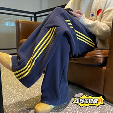 冬季新款潮流条纹设计保暖摇粒绒宽松休闲裤B315-K898-p55控78，男装休闲裤，电商B315