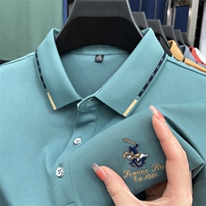 商务休闲男装夏季新款短袖T恤polo衫中年翻领薄款半袖体恤男上装，男装Polo衫，电商B212（原钱塘6029）
