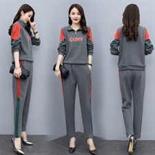 时尚拼接减龄套装女2025新款韩版春秋休闲运动宽松显瘦卫衣两件套，女装套装/套裙，凯瑟曼