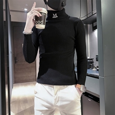 痞帅男士高领套头纯色打底毛衣社会小伙店主风301C-M54-特P38控58，男装T恤，星座301C（原B323）