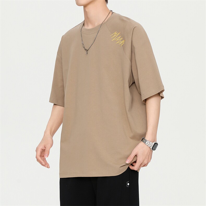 纯短袖日系潮牌无影墙时尚纯色刺绣新款短袖T恤男mc0101-p45,男装T恤,星座717