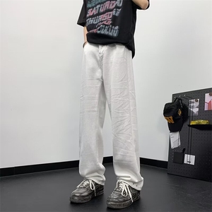 白色牛仔裤男士韩版潮流痞子帅气百搭2024夏季ins长裤RK1826-P39图片