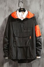 2020水泥墙秋季大码新日系男连帽运动套头宽松夹克外套J938-P65，男装夹克，电商A001