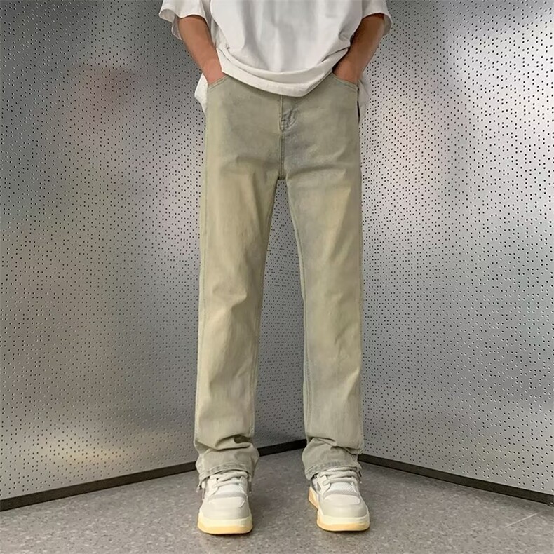 美式vibe裤子高街水洗牛仔裤男设计感小众拉链裤N754P55图片