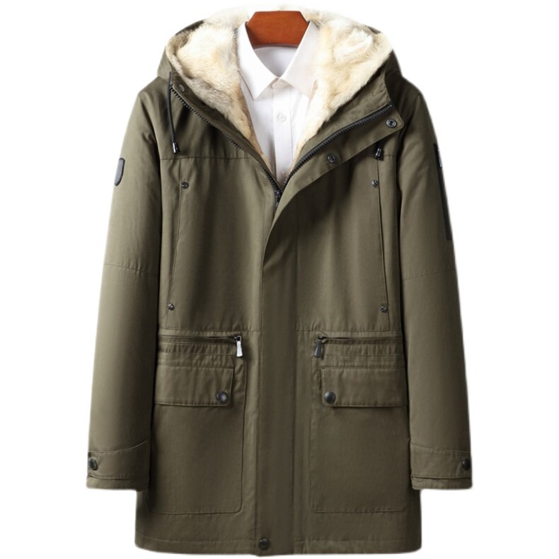 X17029冬季新郊狼毛男士皮毛一体皮草派克服连帽工装厚外套P1480，男装工装外套，电商B360A（原721A）