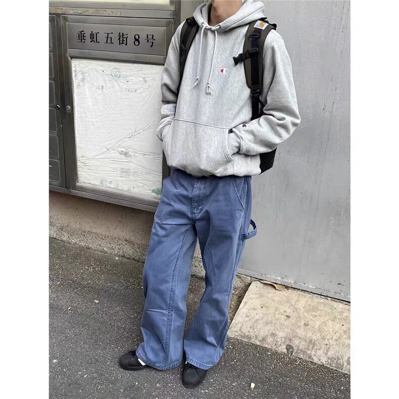 美式复古Vintage牛仔优雅蓝法工裤男重工水洗做旧直筒宽松工装裤,男装牛仔裤,星座506A