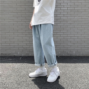 港风阔腿裤牛仔裤束脚宽松九分裤潮流老爹裤长裤中性休闲176图片