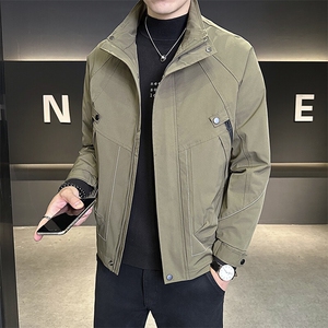 703-8826-P80春季男士立领嵌条大口袋防水休闲夹克 二棉C11图片