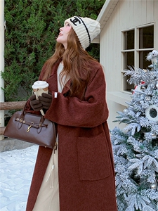 双面呢羊毛大衣冬韩系超好看中长款毛呢外套，女装双面呢大衣，浙宝270