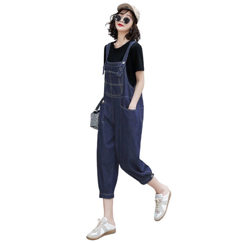 短袖牛仔背带裤套装女2023夏季新款女装韩版时尚休闲两件套套裤潮,女装套装/套裙,慧尚依恋