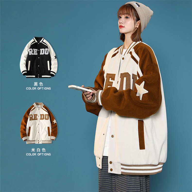 冬款中性加棉加厚宽松棉衣外套毛巾绣棒球服男士8133-P120控价158图片