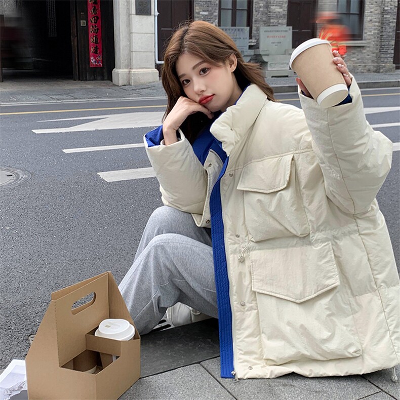 现货撞色加厚羽绒服50绒,女装羽绒服,菡迪欧娜