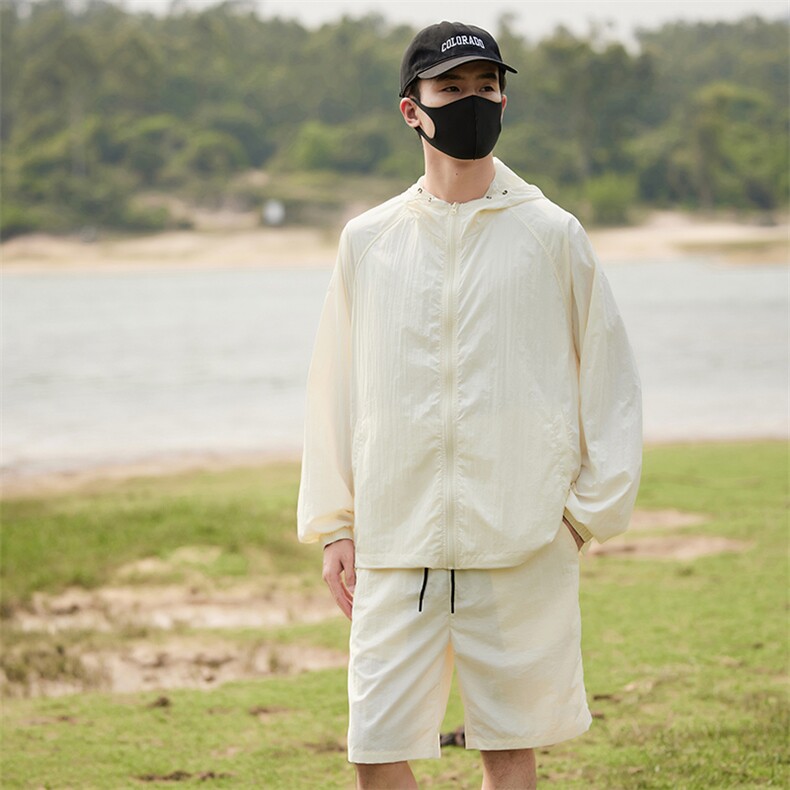 夏季薄款UPF50+防紫外线皮肤衣男宽松钓鱼防晒服套装2360-682-P55,男装休闲套装,星座1403A