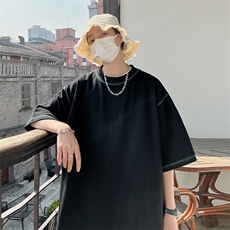 港风撞色踩线纯色T恤短袖五分半袖打底衫XT08-P35控48，男装T恤，星座216(原A116)