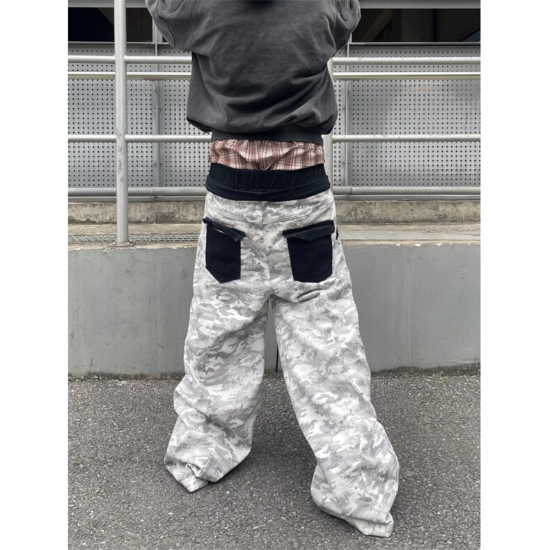 美式复古刺绣白色微喇牛仔裤男2026新款高街直筒修身显瘦裤子春秋,男装牛仔裤,四季星座505
