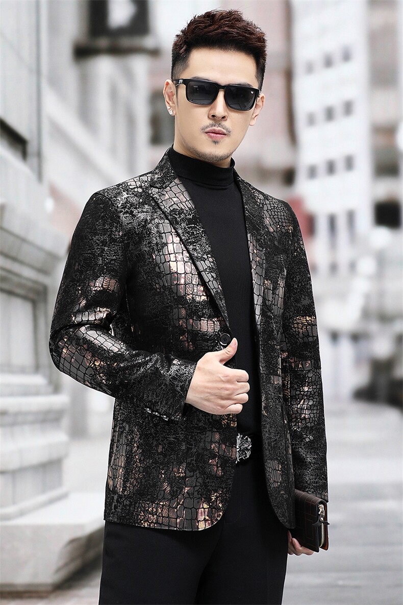 高端轻奢绵羊皮单西装男士秋冬时尚中年绵羊皮单西服皮衣外套,男装皮衣,钱塘723