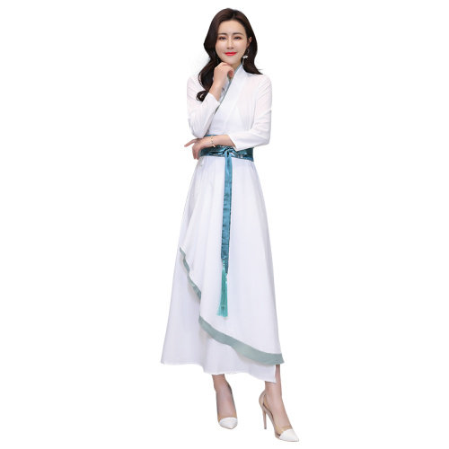 优雅刺绣汉服风连衣裙时尚改良版型显瘦修身,女装汉服/婚纱/旗袍/礼服,芷墨服饰