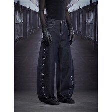 重工手工钉珠百搭个性休闲街头裤子直筒牛仔裤NN021，男装牛仔裤，星座516A