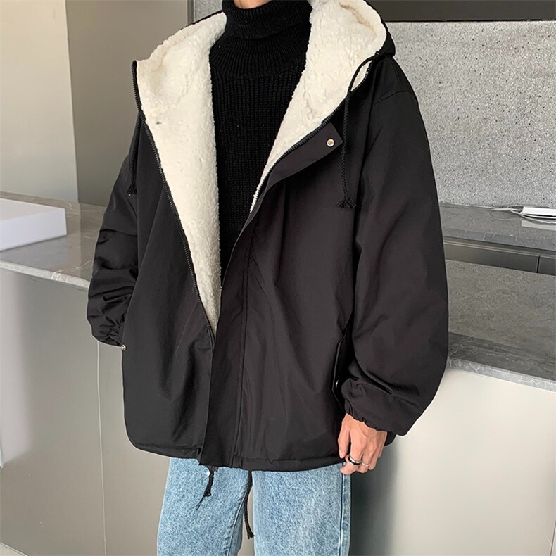 男冬季潮牌羊羔绒加绒加厚棉服oversize棉衣JK568P78,男装棉衣,星座1116-2