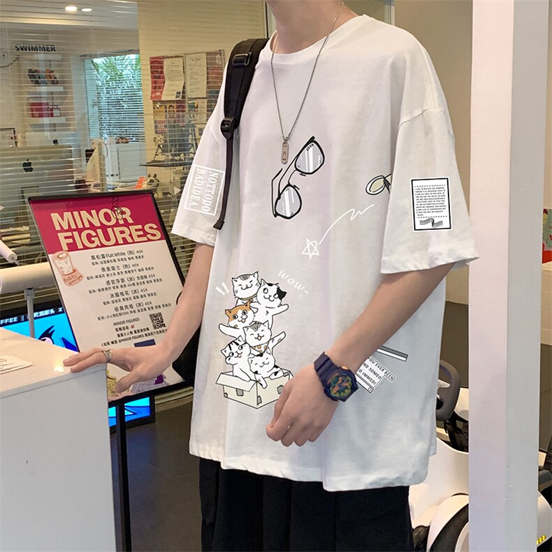 DX17115-P20纯棉短袖t恤男大码半袖打底衫宽松体恤衫港风,男装T恤,电商A040