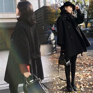 特价款现货双排扣纯手工缝制秋冬新款双面羊毛呢外套配腰带,女装双面呢大衣,丝露怡语