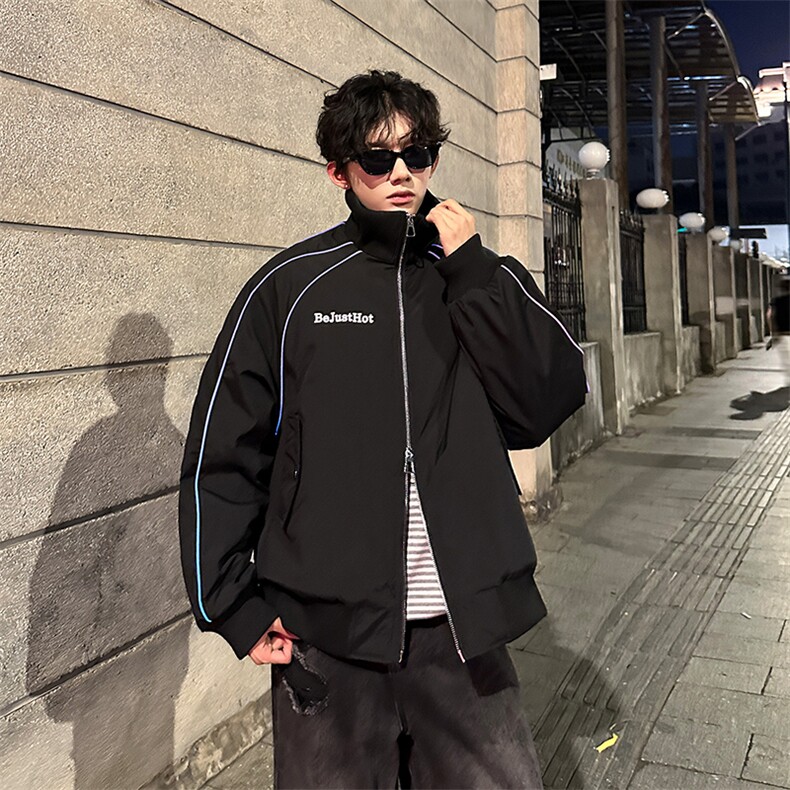 405A美式立领夹克棉衣印花反光条设计棉服MY25810-特批90控168,男装夹克,星座405A