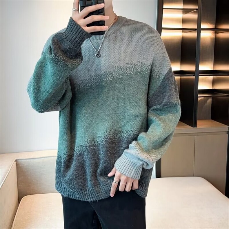 扎染毛衣男大码潮牌i宽松休闲针织衫春秋情侣内搭毛线衣MY07/P42,男装针织衫/毛衣,星座506
