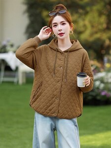 提花短外套女春秋百搭连帽上衣图片