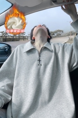 保暖银狐绒450g高克重金属装饰拉链卫衣男W5420J加绒-特P42控79，男装棉衣，电商A001-1
