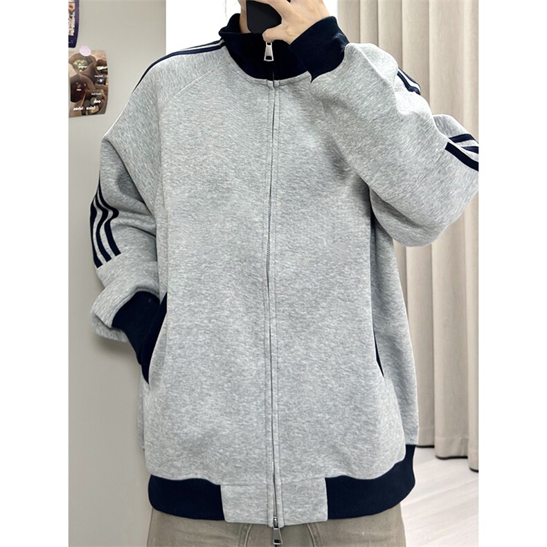 抖音得物高品质26春装美式高街重磅结构拼接织带立领卫衣外套CM42,女装短外套,电商A486
