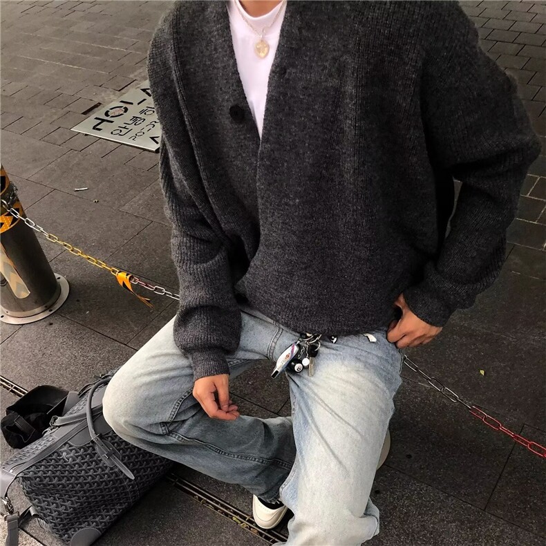 美式开衫道袍毛衣老钱风慵懒设计感上衣针织衫外套潮55188-P68,男装针织衫/毛衣,星座1008