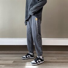 束脚牛仔裤男春夏季ins深蓝色青少年宽松哈伦S-3XL长裤 K2141-P42图片