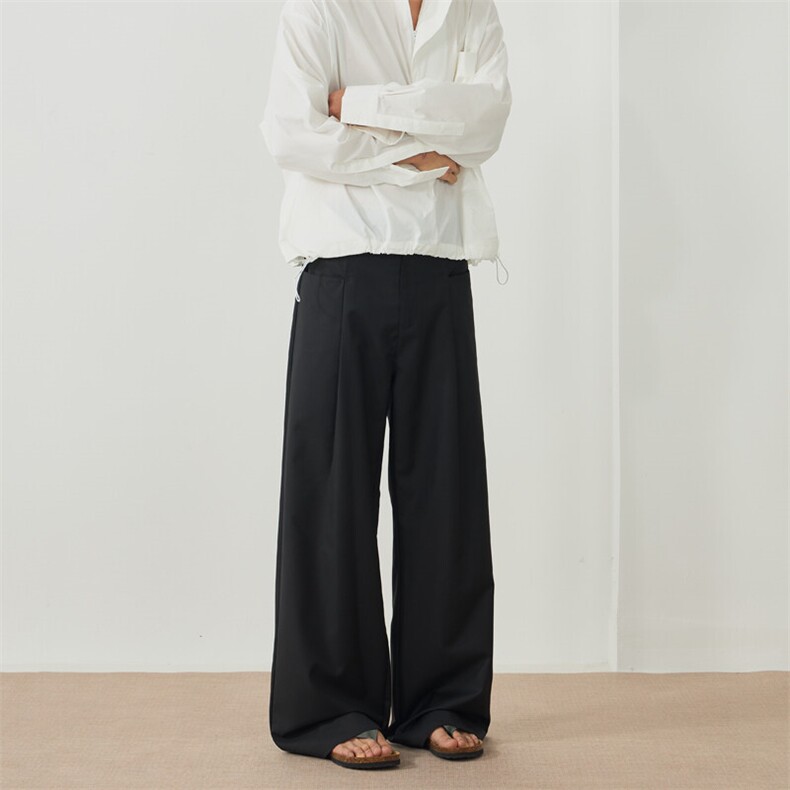 宽松阔腿休闲西裤男女同款老钱风2025春夏新款高腰垂感慵懒风潮裤,男装休闲裤,星座301D(原星座1004-8）