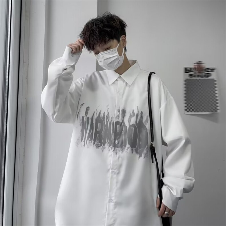 网络图现货潮牌痞帅高级感春秋薄款印花休闲长袖衬衫J804-P38,男装衬衫,星座715-7