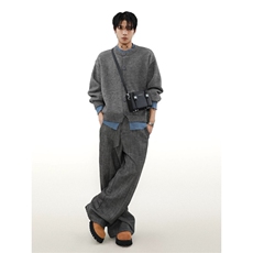 706-1-QSF921-P60特P现货秋季美式复古学院风假两件开衫毛衣，男装针织衫/毛衣，星座706-1