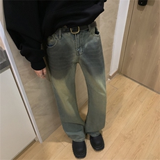 XZ-221-1/K6300/P55控78高品质复古渐变撞色废土做旧微喇牛仔裤，男装牛仔裤，星座221-1