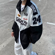 复古赛车服外套男装高级感痞帅机车夹克春秋季ins潮牌刺绣棒球服，男装夹克，星座506A