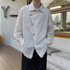 2025春装高级复古高级感提花流苏长袖衬衫男潮大码衬衣，男装衬衫，星座909