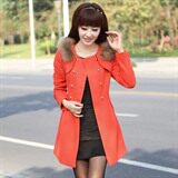 时尚女装双排扣毛呢外套修身显瘦气质优雅，女装毛呢外套，婵米儿