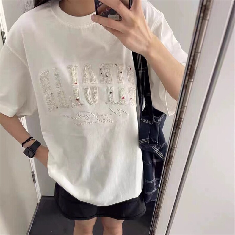 万针全刺绣工艺抖音得物高品质260克重磅纯棉双纱美式高街短袖T恤图片