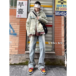高街解构拼接牛仔裤直筒阔腿美式复古休闲长裤513ACK2701P45图片