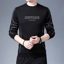 加绒卫衣男士冬季长袖圆领t恤男士潮流套头打底上衣TTH9806-P80，男装T恤，电商B212（原钱塘6029）