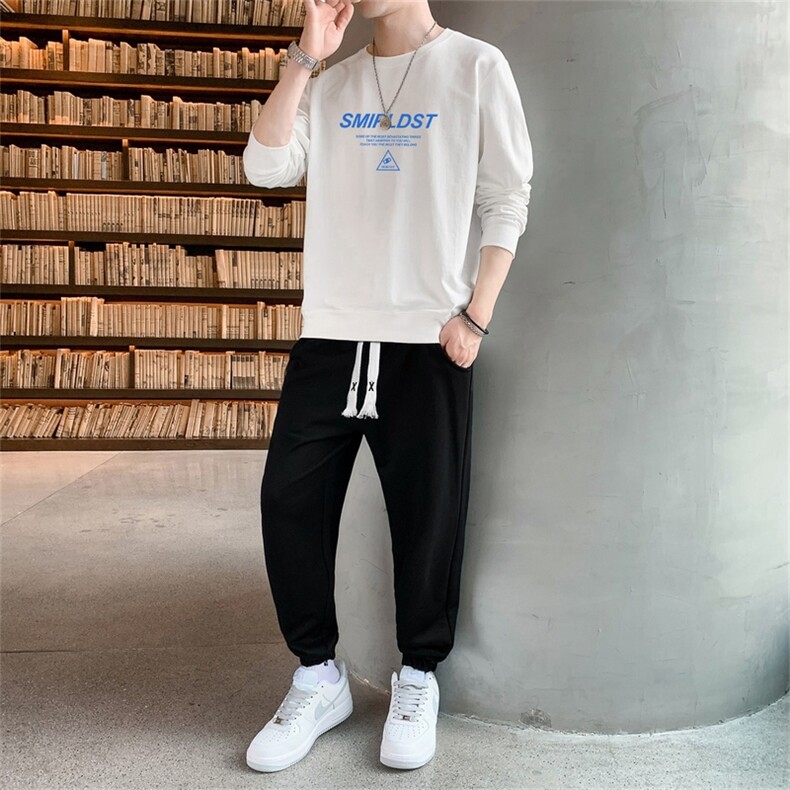 抖音直播男士秋冬卫衣套装潮流大码学生印花运动两件套TZ8033，男装休闲套装，星座1816-2（原1210–2）