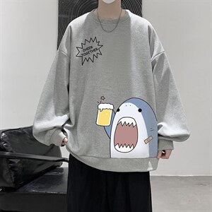 华夫格卫衣圆领卫衣男大码长袖t恤男外套 HW76137-P30加绒款-P40图片