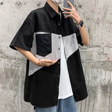 2021年春季新款拼接衬衫女宽松落肩港风衬衫男DS-C407-CS304-P35，男装衬衫，电商C323-1