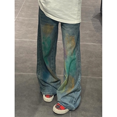 【网图有货】涂鸦牛仔裤欧美hiphop裤子美式高街阔腿NZA01LL-P50，男装牛仔裤，星座1007（原301D）