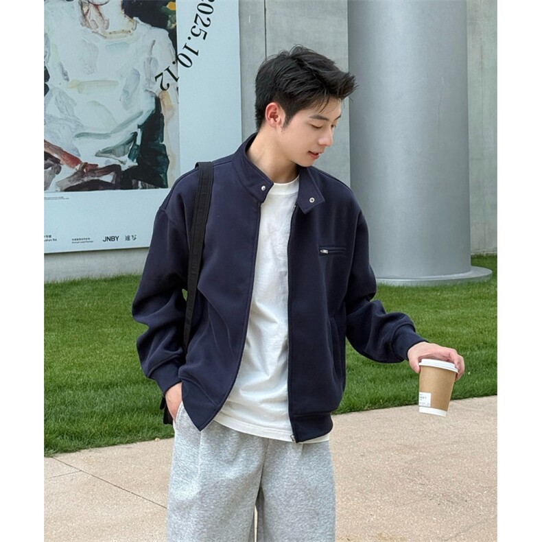 藏青色立领开衫卫衣男生2025新款秋季休闲宽松上衣外套WY6102,女装短外套,星座1116A（原606A-3）