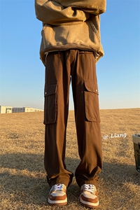 美式高街工装宽松直筒垂感阔腿裤棉715-6-BX20P65(控88）图片