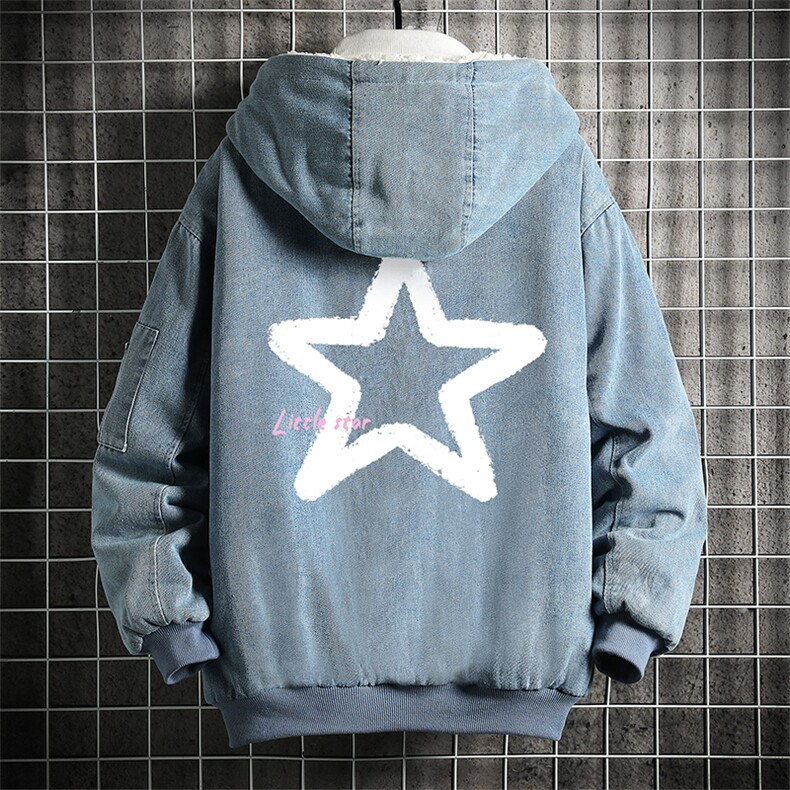牛仔外套男大码加厚加绒衣男羊羔毛服男NM53286-P140网格,男装棉衣,电商A040A